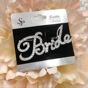 Bride Silver Rhinestone Bling Wedding Pin Brooch
